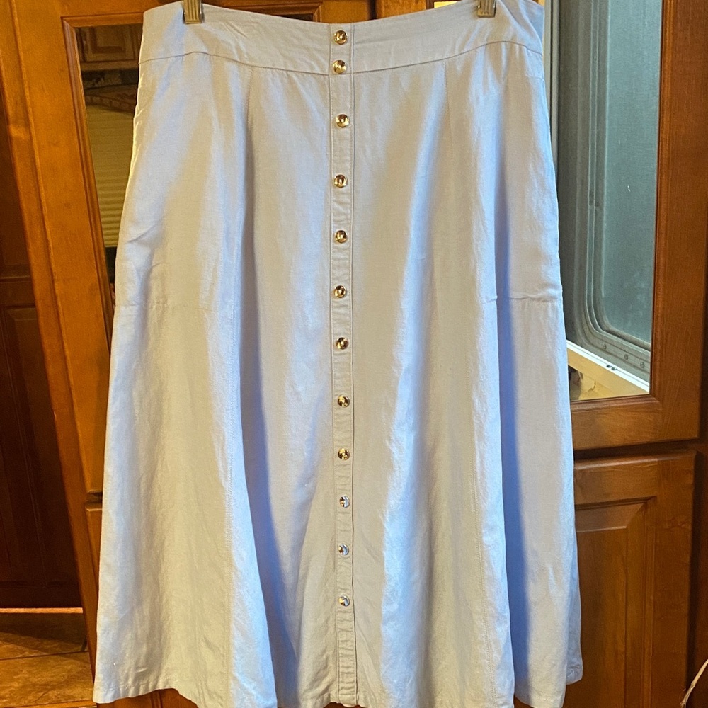 Grace Elements Light Blue A-Line Button-Front Skirt